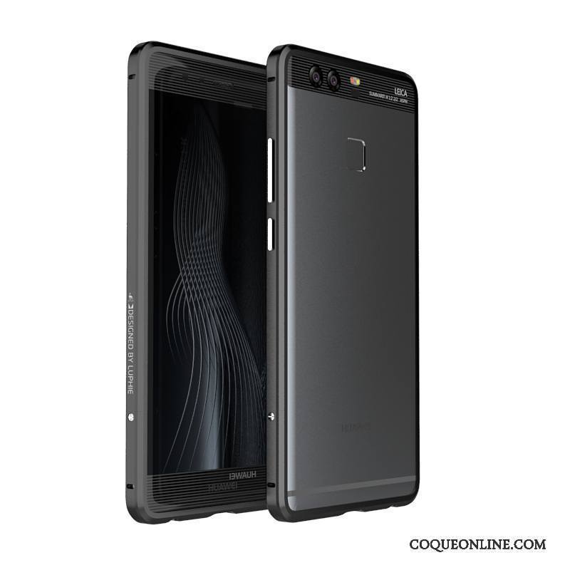 Huawei P9 Plus Métal Coque De Téléphone Simple Incassable Légère Étui Noir