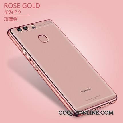 Huawei P9 Plus Placage Transparent Silicone Rose Coque De Téléphone Incassable Étui