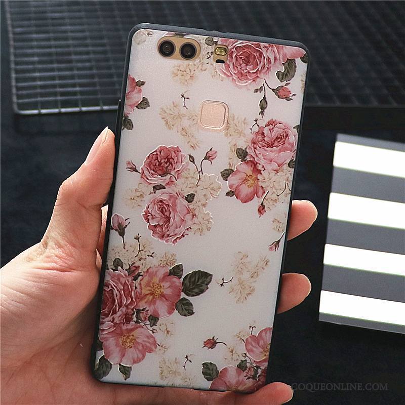 Huawei P9 Tout Compris Coque De Téléphone Style Chinois Étui Gaufrage Rose Délavé En Daim