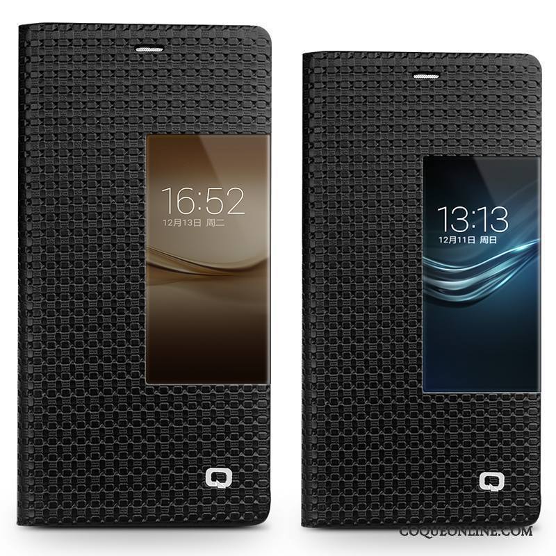 Huawei P9 Étui Dormance Housse Cuir Véritable Coque De Téléphone Business Noir