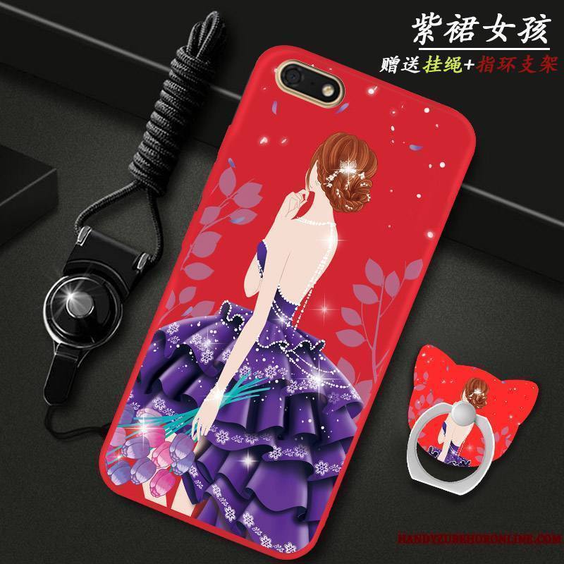 Huawei Y5 2018 Grand Incassable Étui Coque De Téléphone Ornements Suspendus Rouge Protection