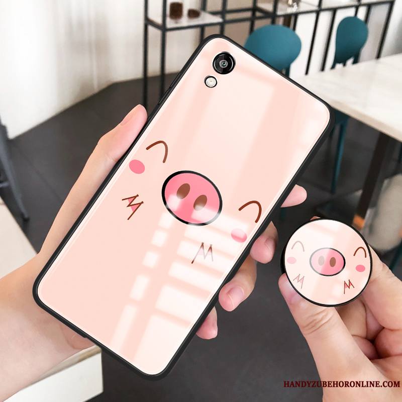 Huawei Y5 2019 Étui Petit Frais Rose Protection Coque Verre