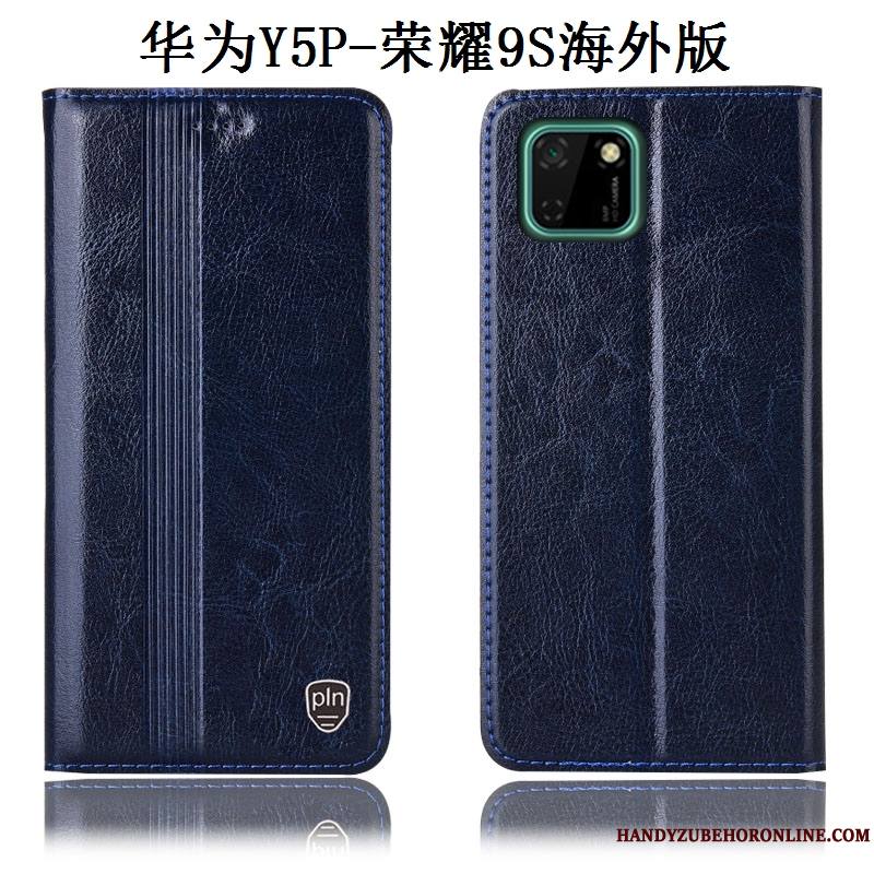 Huawei Y5p Étui En Cuir Tout Compris Protection Coque De Téléphone Bleu Marin Incassable