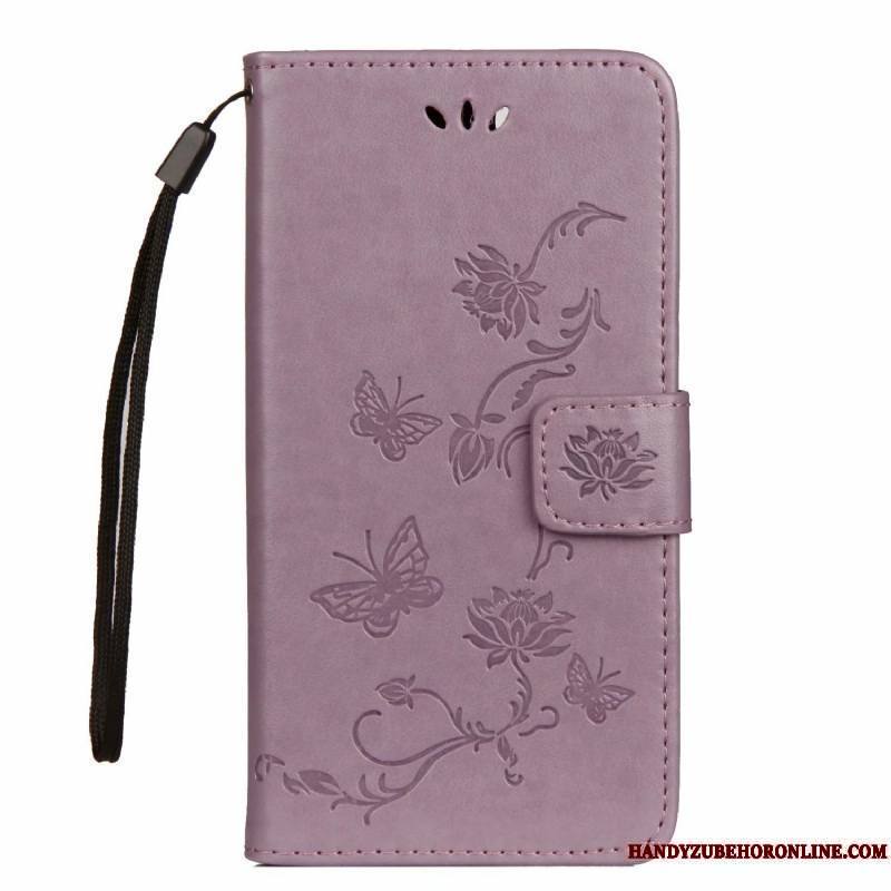 Huawei Y6 2018 Carte Coque De Téléphone Étui En Cuir Silicone Violet Incassable