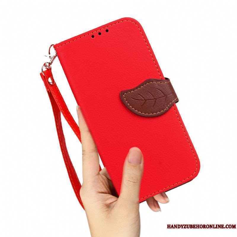 Huawei Y6 2018 Housse Étui En Cuir Protection Rouge Coque De Téléphone