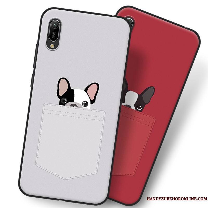 Huawei Y6 2019 Dessin Animé Ornements Suspendus Fluide Doux Téléphone Portable Rouge Coque Étui