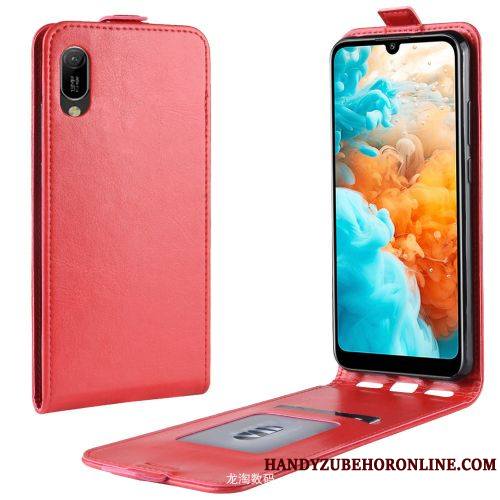 Huawei Y6 2019 Portefeuille Étui En Cuir Housse Rouge Business Coque De Téléphone Tendance