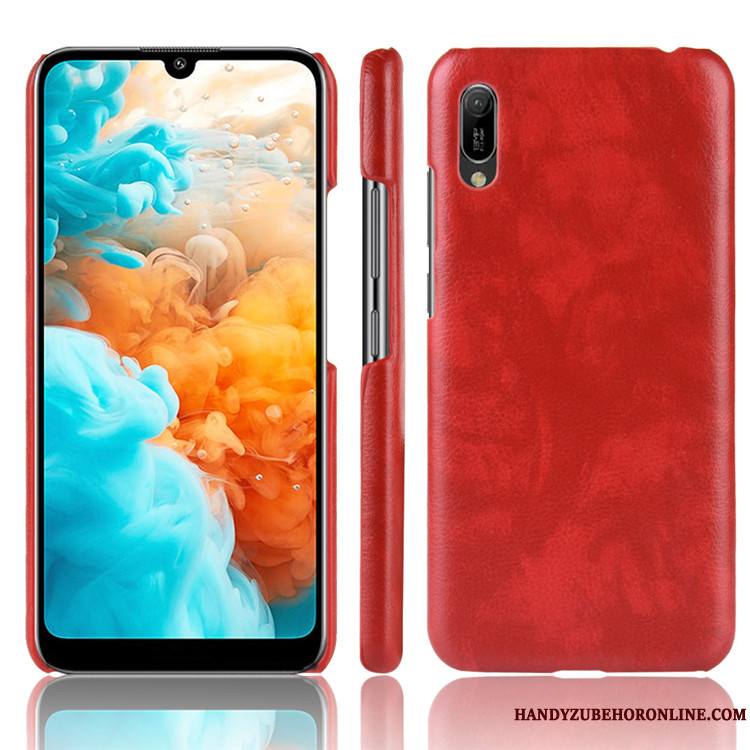 Huawei Y6 2019 Protection Difficile Modèle Fleurie Cuir Litchi Coque De Téléphone