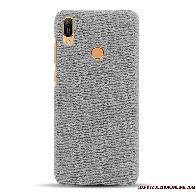 Huawei Y6s Incassable Coque De Téléphone Difficile Gris Délavé En Daim Modèle Fleurie Protection