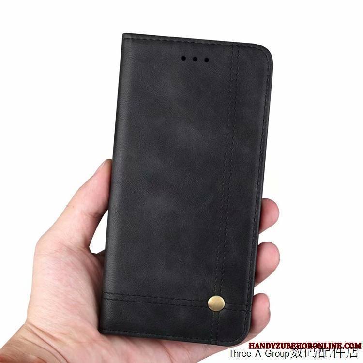 Huawei Y7 2018 Coque Étui En Cuir Housse Protection Téléphone Portable Noir Simple Business