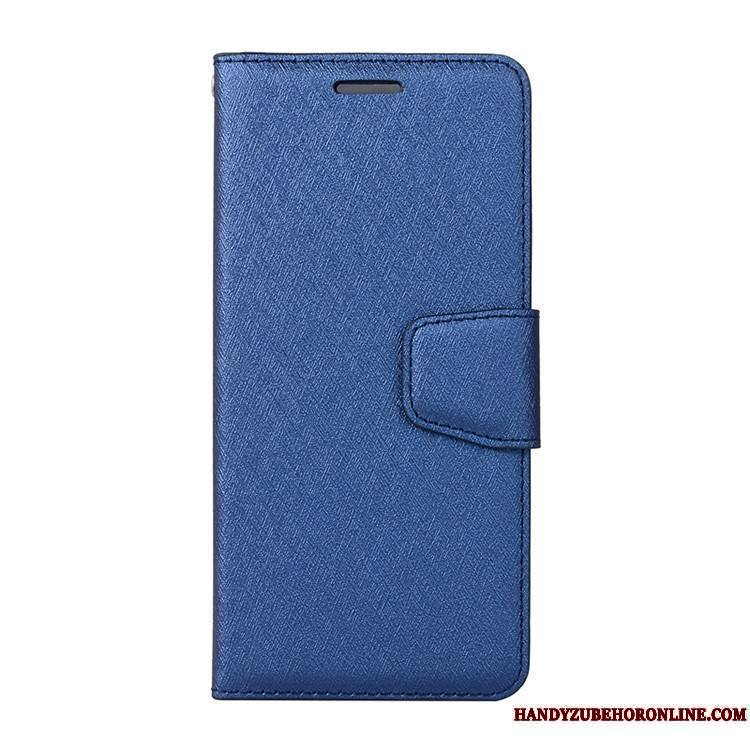 Huawei Y7 2018 Incassable Étui En Cuir Protection Portefeuille Bleu Carte Coque De Téléphone