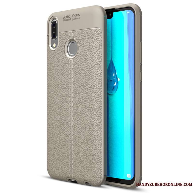 Huawei Y7 2019 Coque Étui Silicone Téléphone Portable Protection Tout Compris Modèle Fleurie Gris