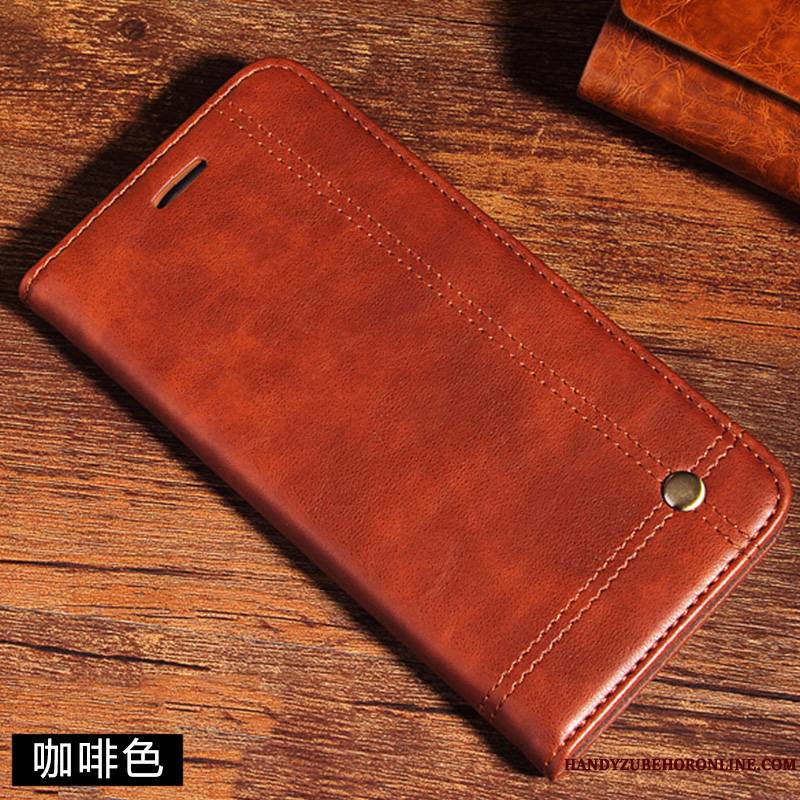 Huawei Y7 2019 Membrane Marron Coque De Téléphone Étui En Cuir Housse Tempérer