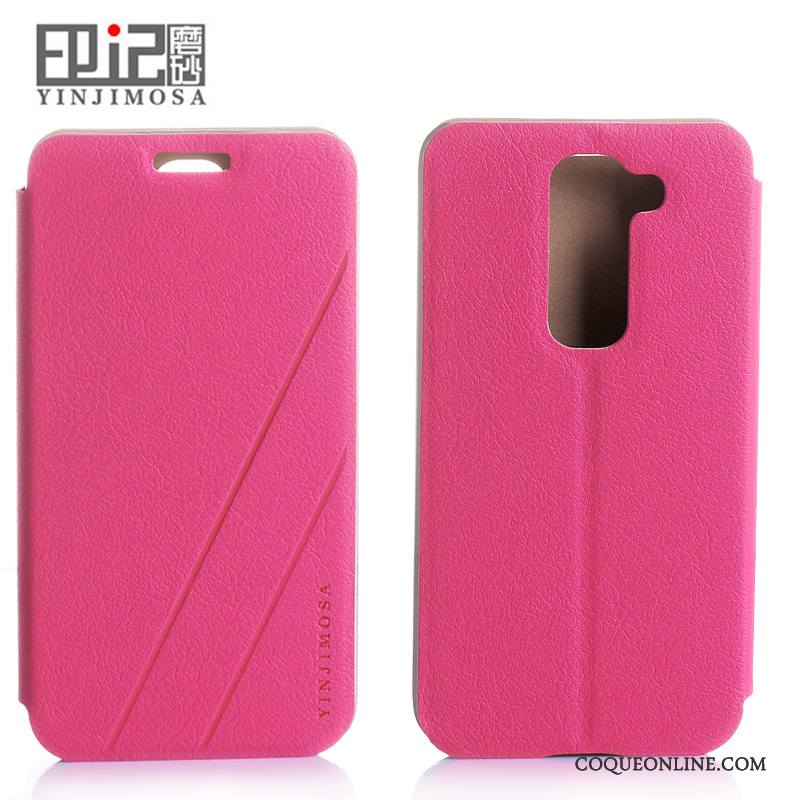 Lg G2 Étui Protection Étui En Cuir Coque De Téléphone Support Rouge Téléphone Portable