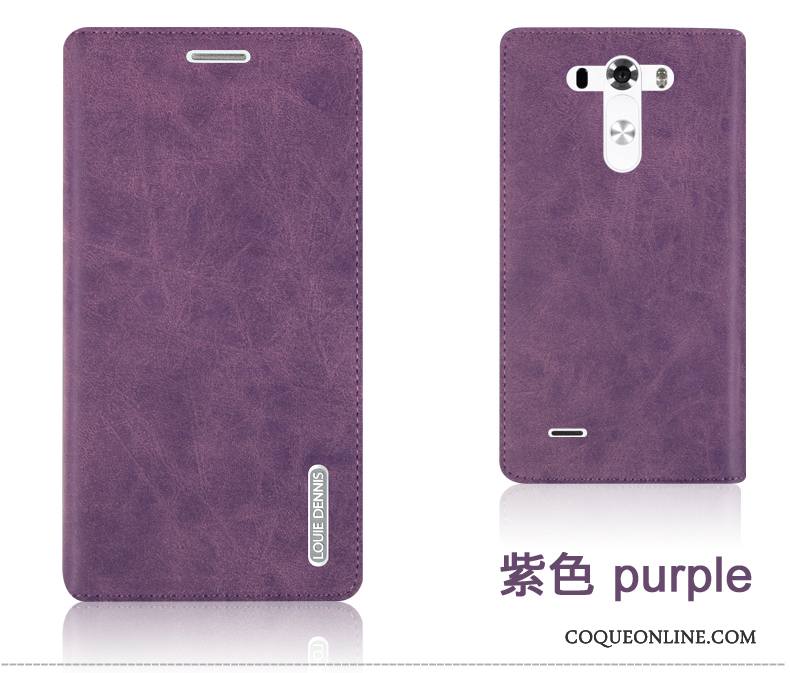 Lg G3 Coque De Téléphone Clamshell Durable Téléphone Portable Étui En Cuir Protection Violet