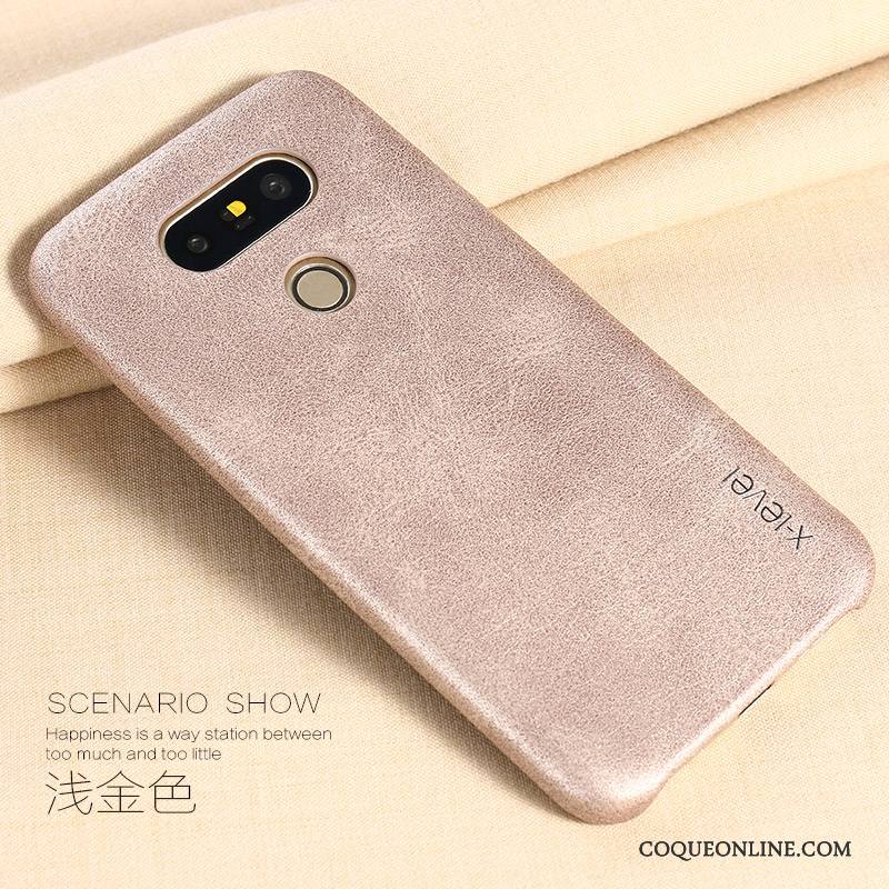 Lg G5 Coque Très Mince Étui Tendance Clair Marron Étui En Cuir Or