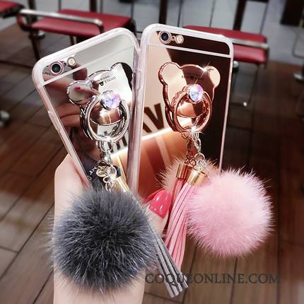 Lg G6 Or Rose Boucle Argent Pompon Silicone Coque De Téléphone À Franges