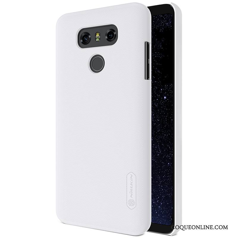 Lg G6 Étui Difficile Coque Téléphone Portable Délavé En Daim Incassable Blanc
