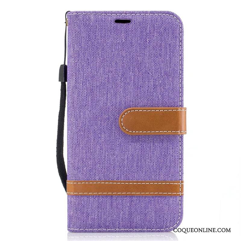 Lg K10 2017 En Denim Protection Violet Coque Étui Téléphone Portable