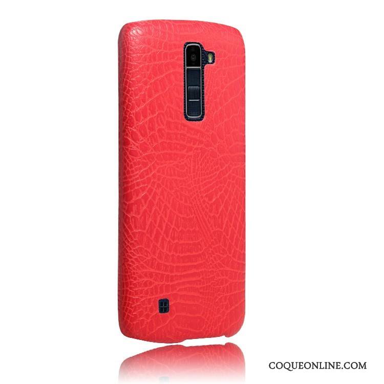 Lg K10 Étui En Cuir Crocodile Couvercle Arrière Rouge Coque De Téléphone Protection