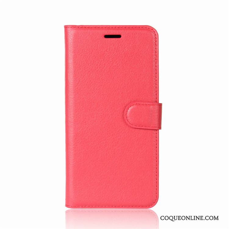 Lg Q6 Incassable Coque Protection Étui En Cuir Rouge Housse Portefeuille