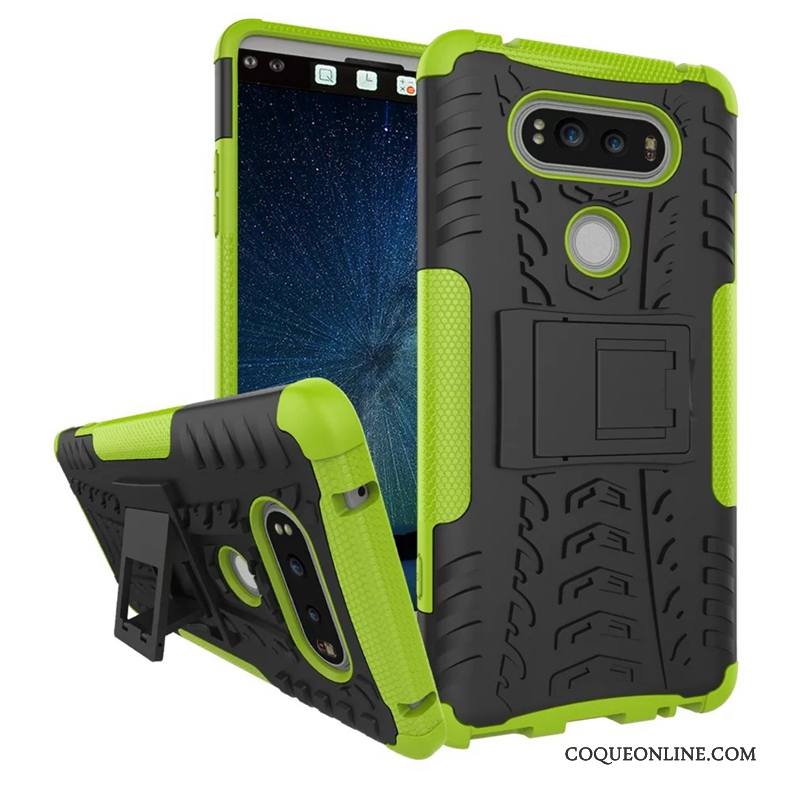 Lg V20 Coque Bleu Tout Compris Incassable Support Modèle Fleurie Personnalité Vert