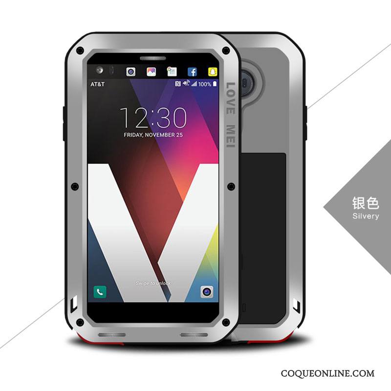 Lg V20 Étui Protection Trois Défenses Gris Tout Compris Incassable Coque