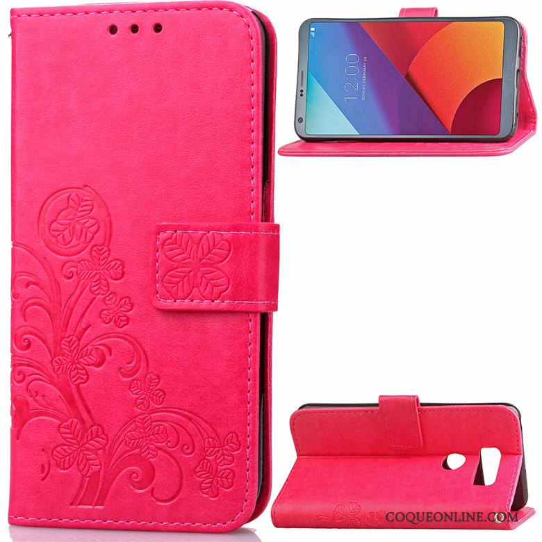 Lg V30 Coque Protection Support Clamshell Rouge Incassable Ornements Suspendus Étui