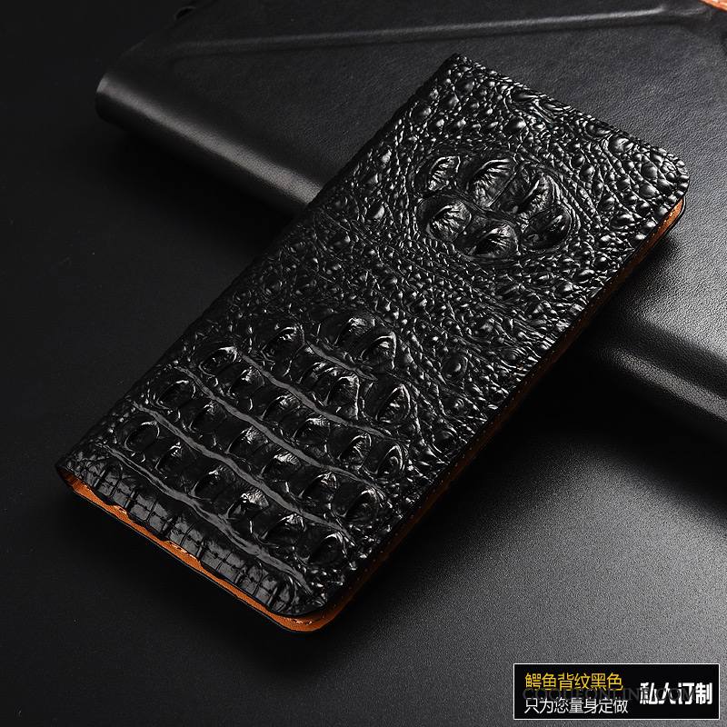Lg V30 Téléphone Portable Noir Protection Étui Housse Cuir Véritable Coque De Téléphone