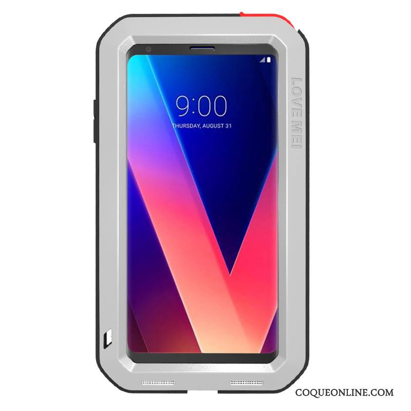 Lg V30 Étui Armure Protection Trois Défenses Gris Coque De Téléphone Europe