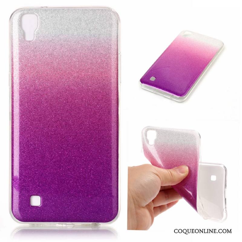 Lg X Power Coque Violet Incassable Protection Dégradé Silicone Étui Téléphone Portable