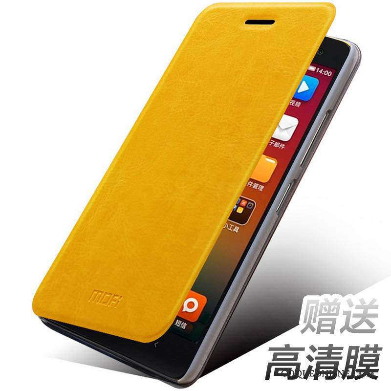 Mi 4 Coque De Téléphone Protection Étui Petit Incassable Étui En Cuir Jaune