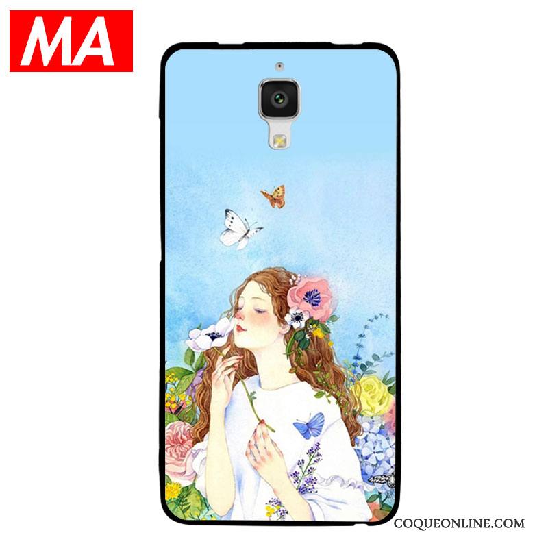 Mi 4 Coque Étui Protection Mode Bleu Clair Fluide Doux Petit Art