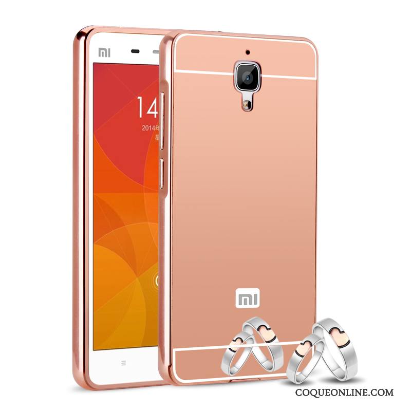 Mi 4 Couvercle Arrière Rose Miroir Étui Border Coque De Téléphone Métal