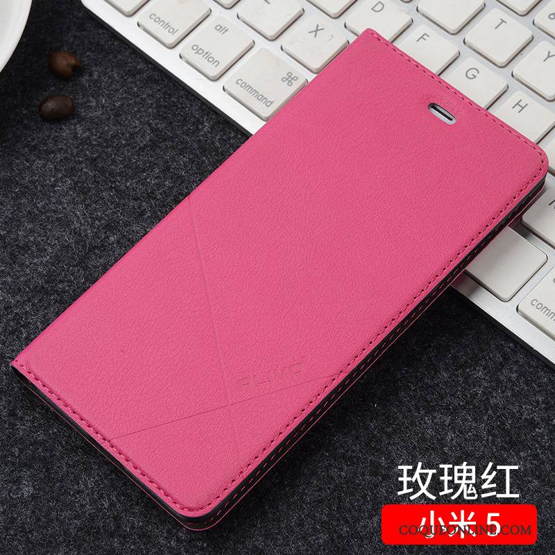 Mi 5 Étui Clamshell Rouge Petit Coque Incassable Étui En Cuir