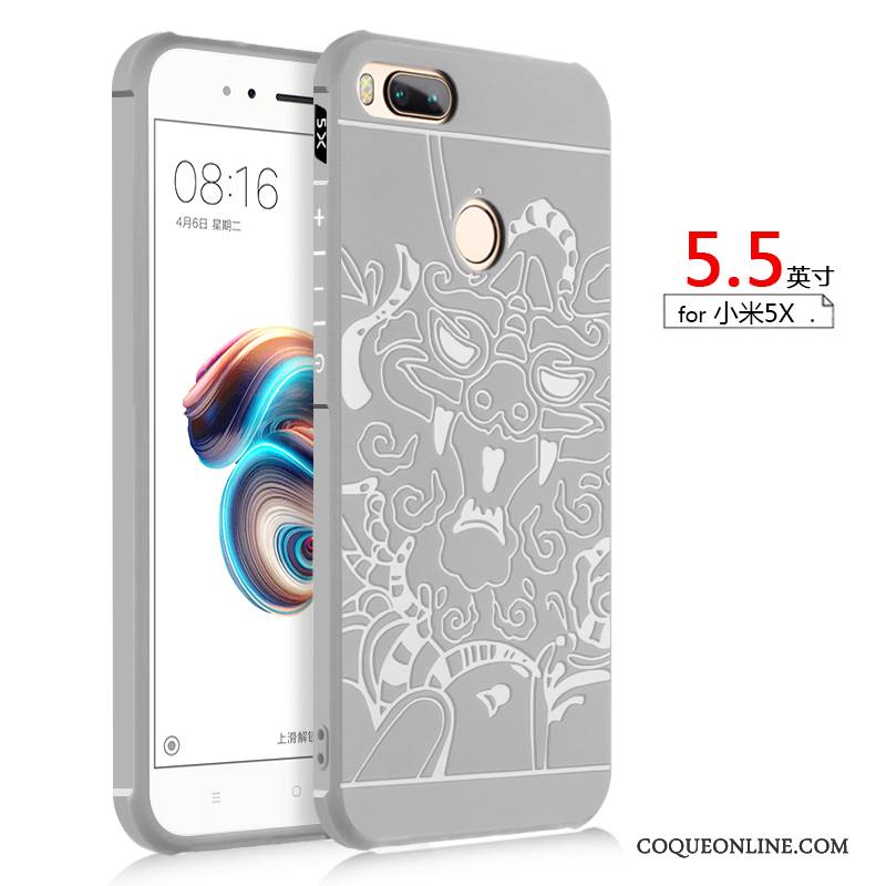 Mi 5x Coque Ballon Incassable Gaufrage Petit Protection Gris Business