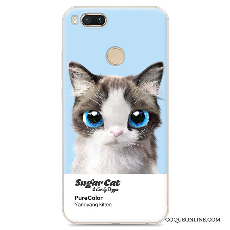 Mi 5x Coque Bleu Clair Tout Compris Téléphone Portable Étui Chat Petit