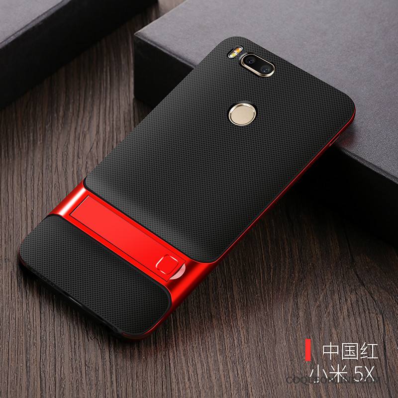 Mi 5x Coque Petit Tout Compris Silicone Délavé En Daim Rouge Étui Ornements Suspendus