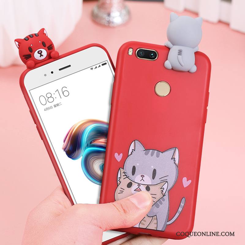 Mi 5x Fluide Doux Incassable Silicone Étui Rouge Délavé En Daim Coque De Téléphone