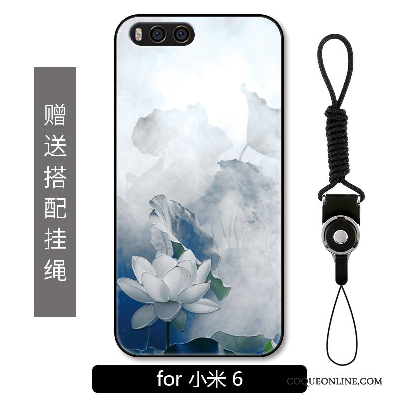 Mi 6 Coque Fleur Tendance Gris Art Ornements Suspendus Protection Tout Compris