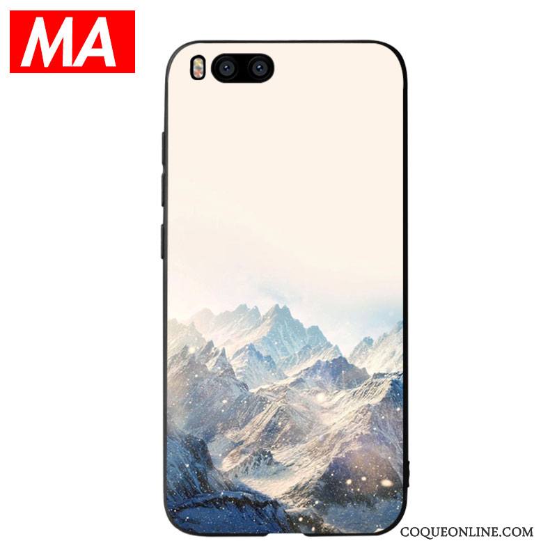 Mi 6 Coque Paysage Protection Fluide Doux Mode Petit Silicone Bleu