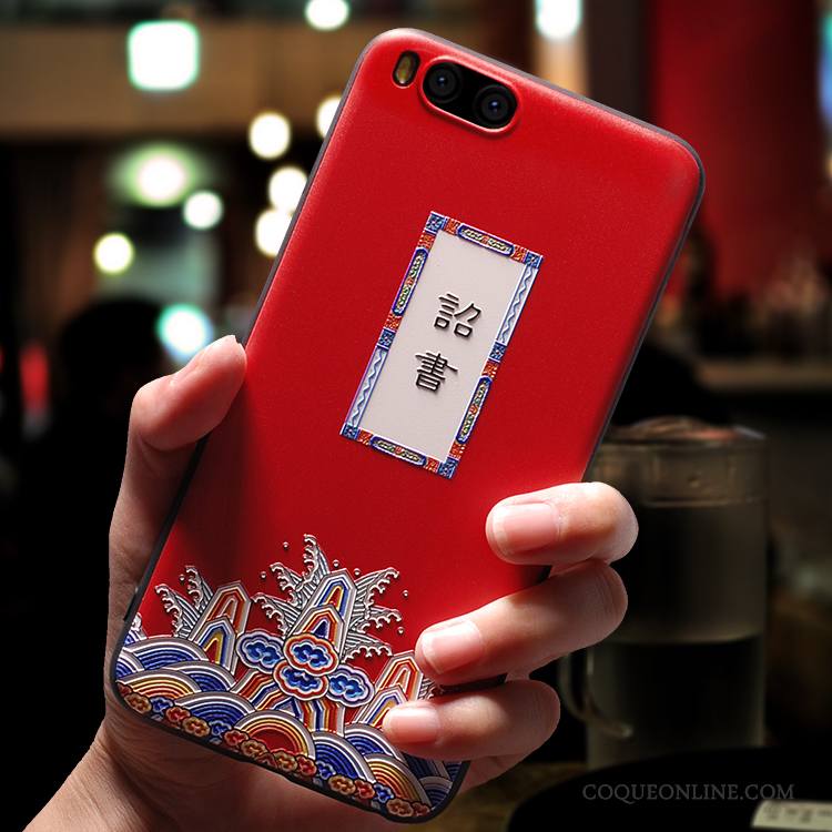 Mi 6 Coque Tout Compris Ornements Suspendus Amoureux Rouge Personnalité Marque De Tendance Délavé En Daim