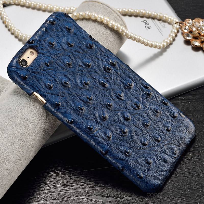 Mi 6 Couvercle Arrière Étui En Cuir Cuir Véritable Coque De Téléphone Bleu Protection Incassable