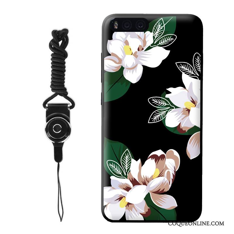 Mi 6 Fleur Fluide Doux Étui Protection Noir Coque De Téléphone Art