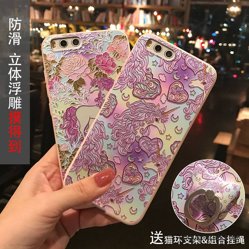 Mi 6 Tout Compris Coque De Téléphone Silicone Rose Étui Délavé En Daim Ornements Suspendus