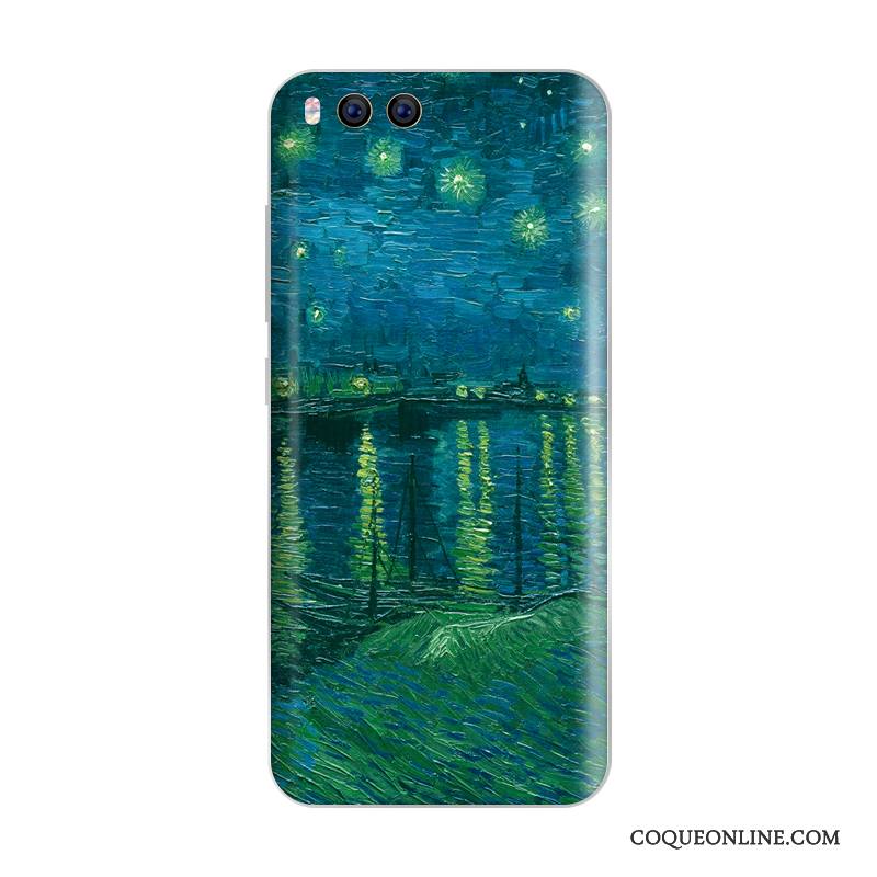 Mi 6 Verre Petit Couvercle Arrière Téléphone Portable Vert Coque Peinture