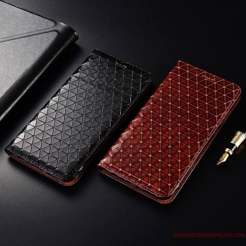 Mi 9 Coque Nouveau Étui En Cuir Plaid Incassable Cuir Véritable Modèle Petit