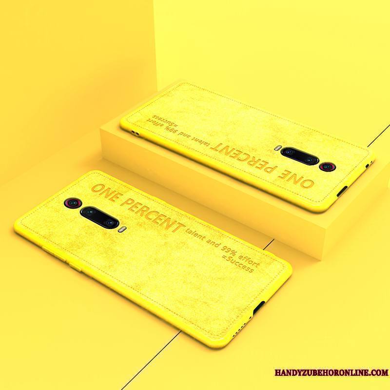 Mi 9t Pro Coque Incassable Jaune Silicone Étui Tissu Rouge Très Mince