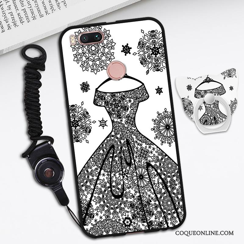 Mi A1 Fluide Doux Coque Dessin Animé Noir Petit Tendance Créatif