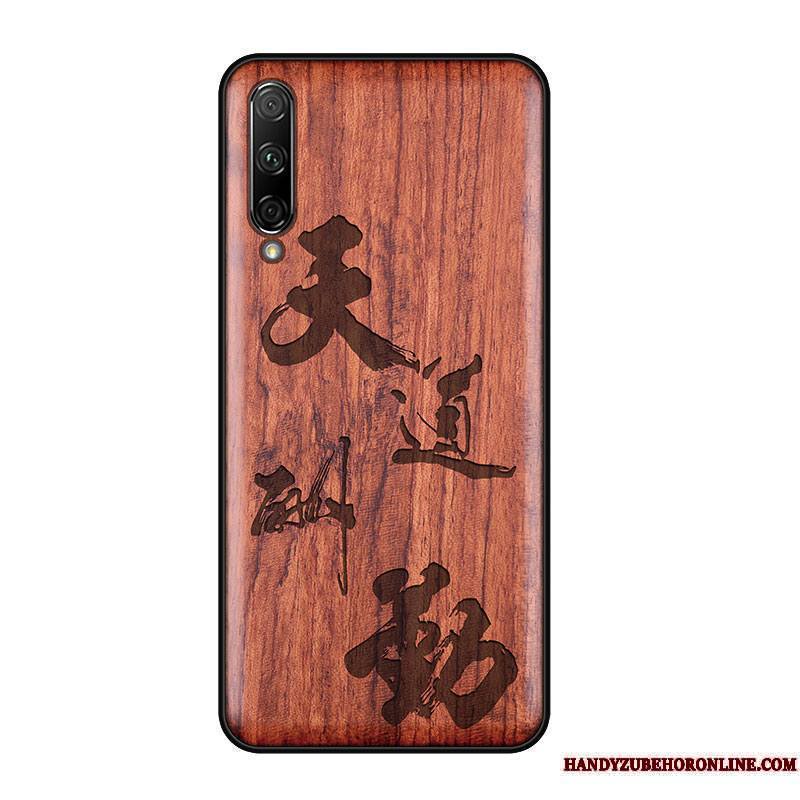 Mi A3 Bois Massif Étui Coque De Téléphone Sculpture Nouveau En Bois Style Chinois